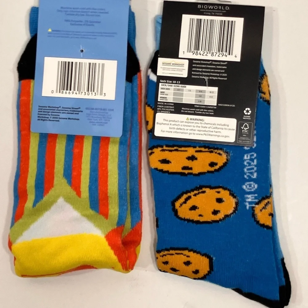 Sesame Street Blue and Yellow Casual Socks